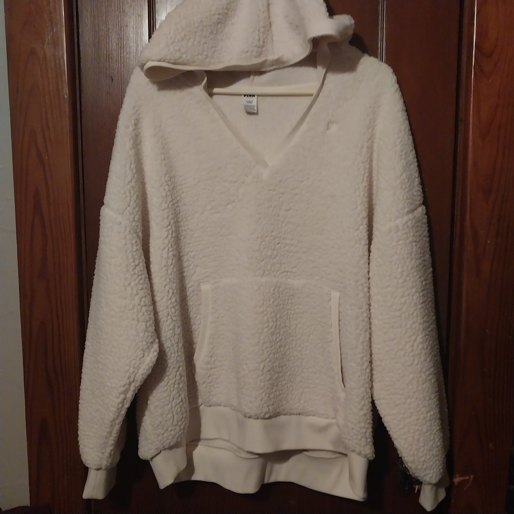 PINK Victoria's Secret Cream Hooded Sweatshirt